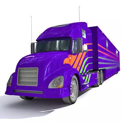Blue Race Car Transporter Truck 1 3D model_0