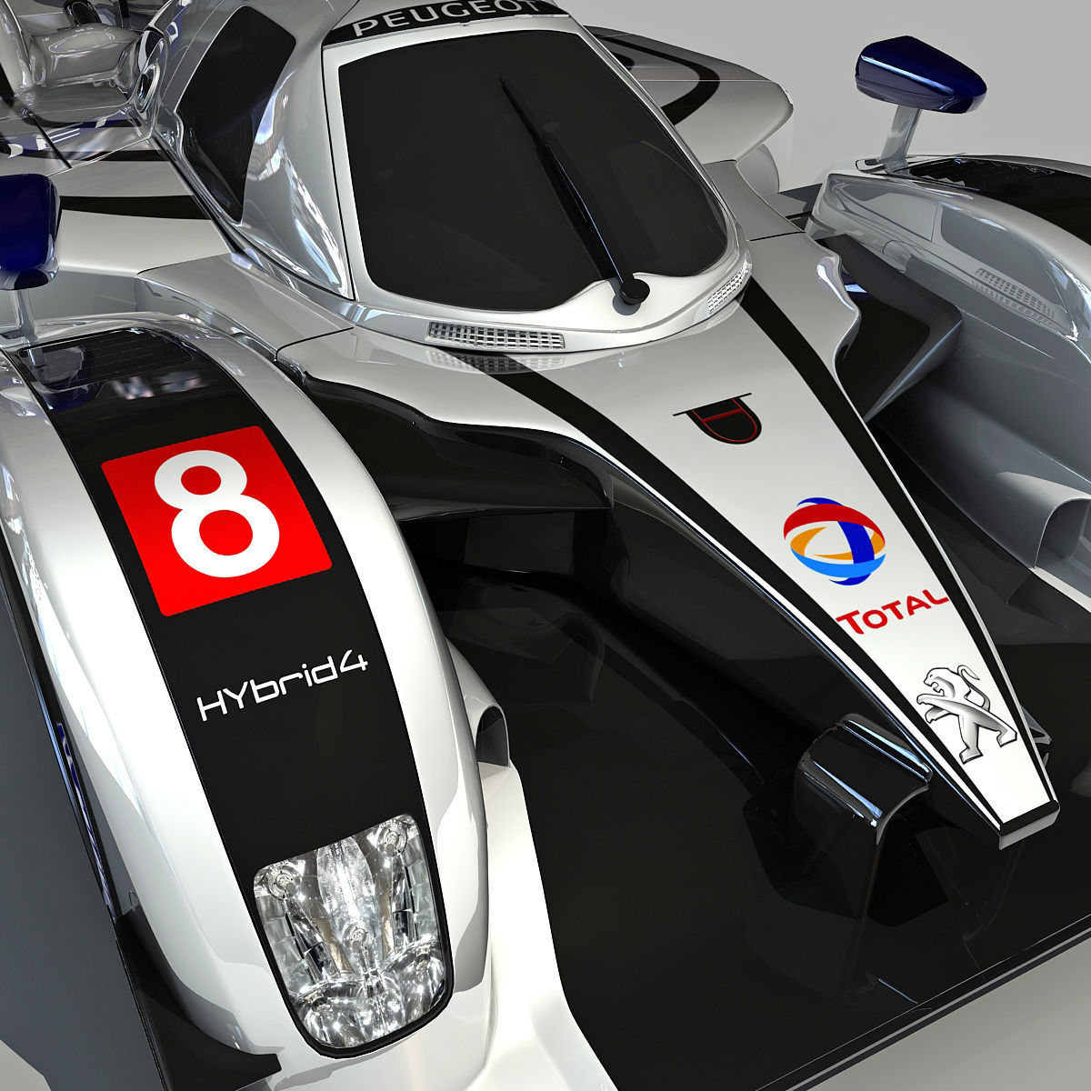 Peugeot 908 Hybrid4 Racecar 3D model_10