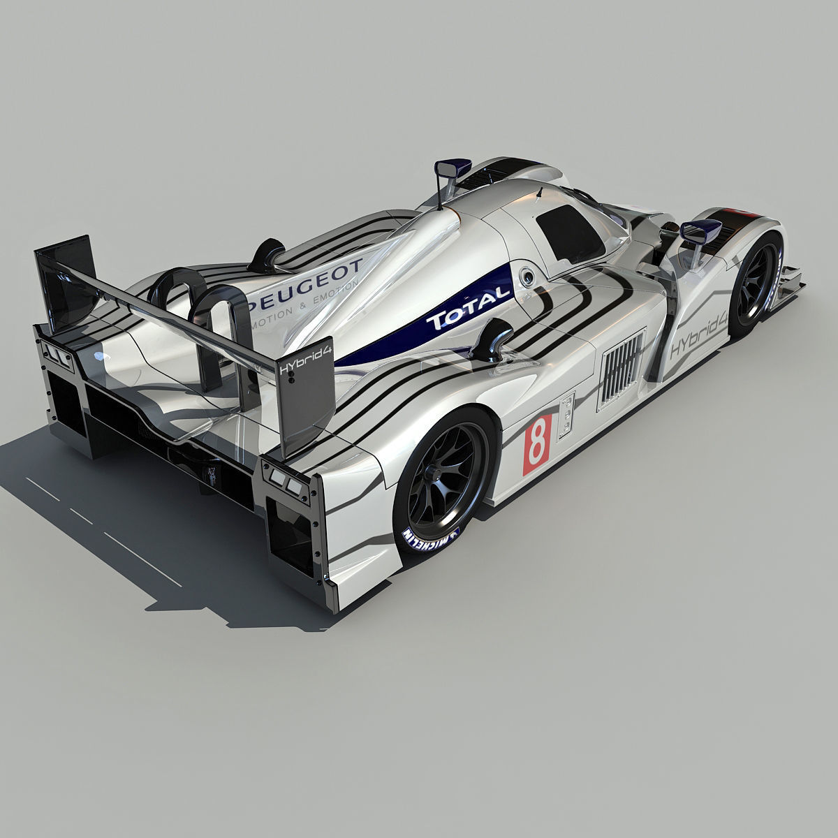 Peugeot 908 Hybrid4 Racecar 3D model_2