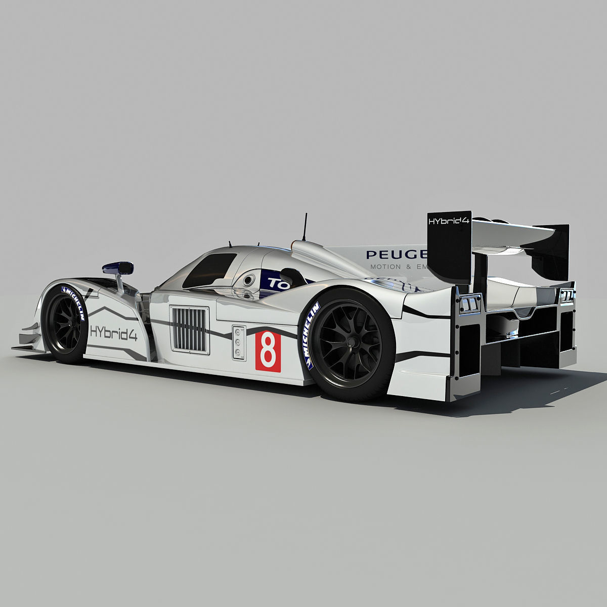 Peugeot 908 Hybrid4 Racecar 3D model_4
