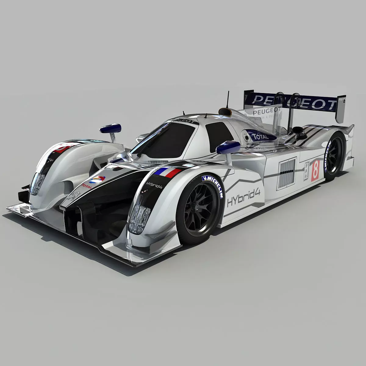 Peugeot 908 Hybrid4 Racecar 3D model_0