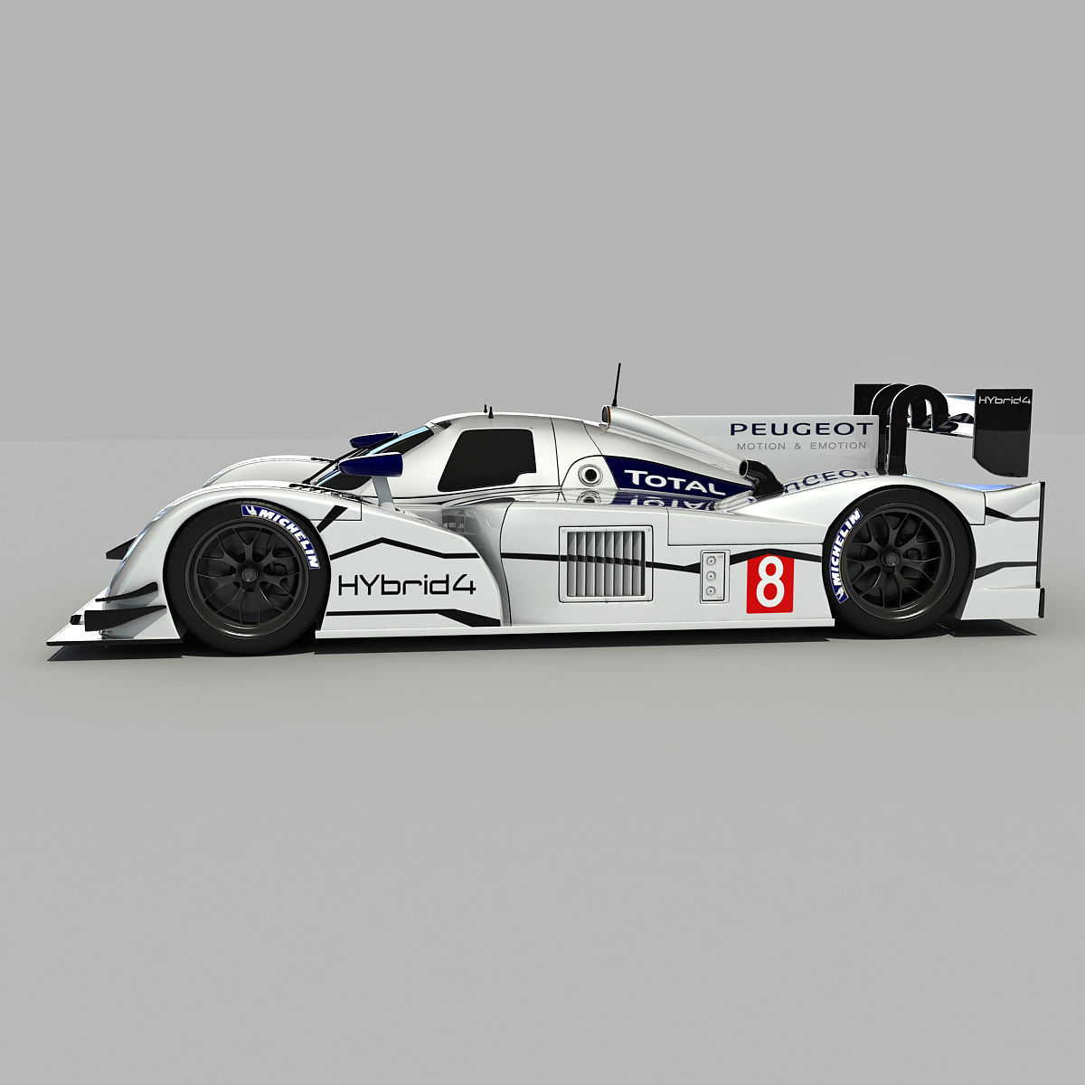 Peugeot 908 Hybrid4 Racecar 3D model_1