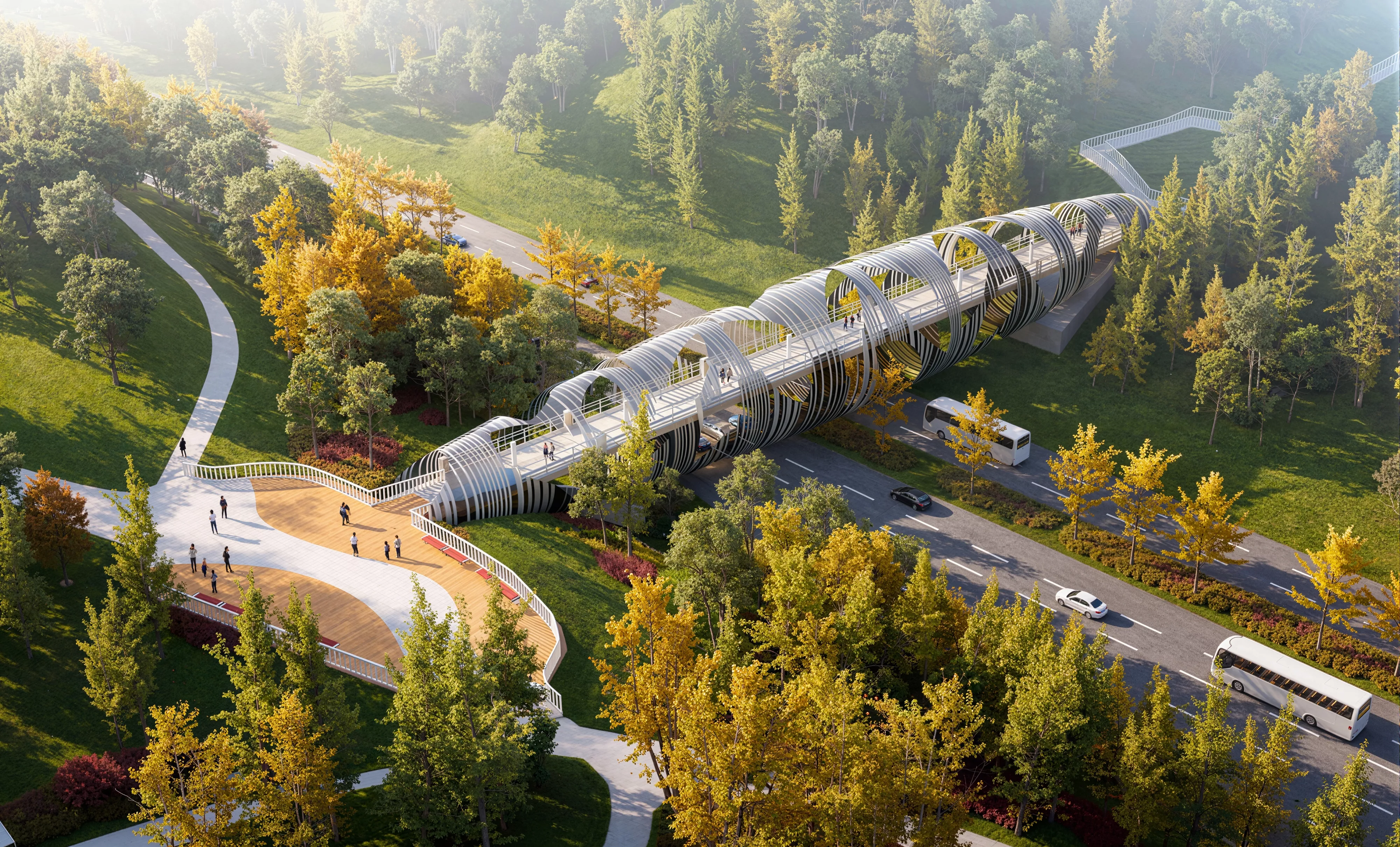 Landscape Bridge Tubular IP for Park Pedestrian 3D model