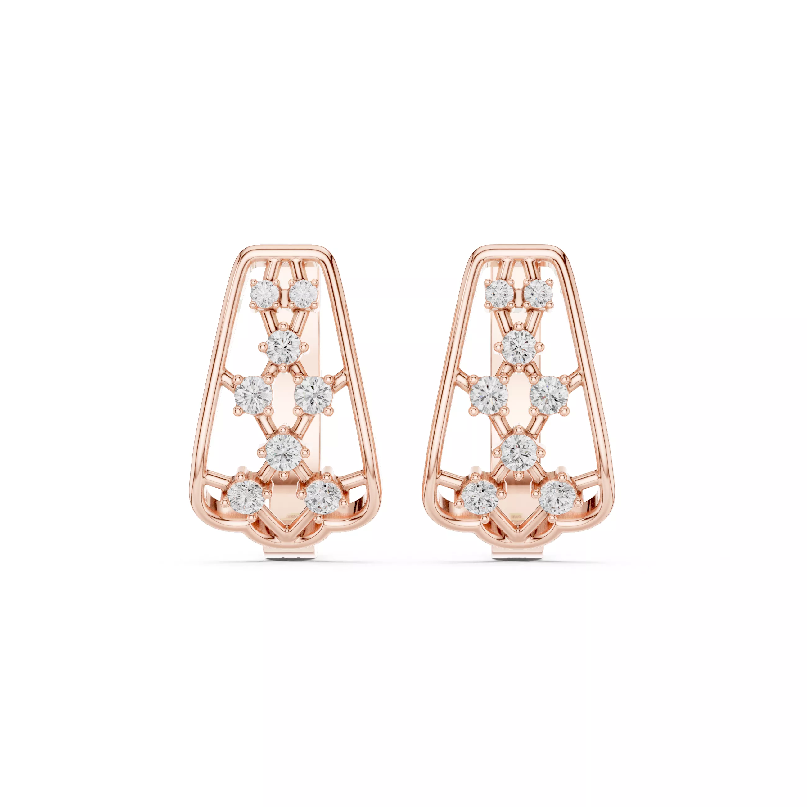 Geometric Lattice Diamond Drop Earrings 3D Model Free 3D print model