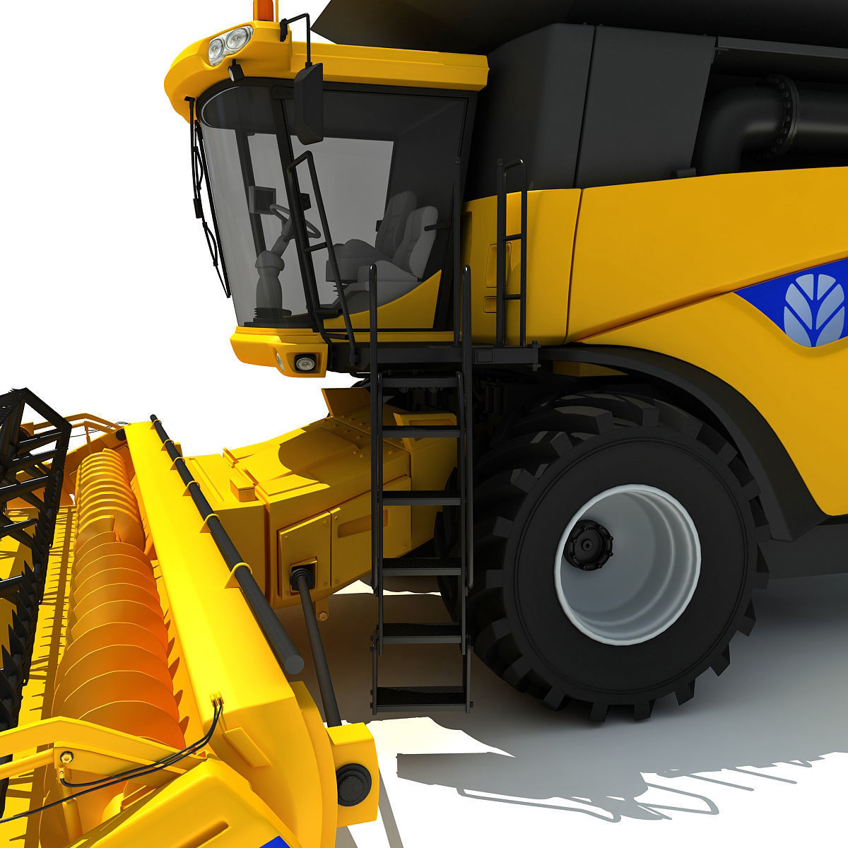 Yellow New Holland Combine 3D model_10