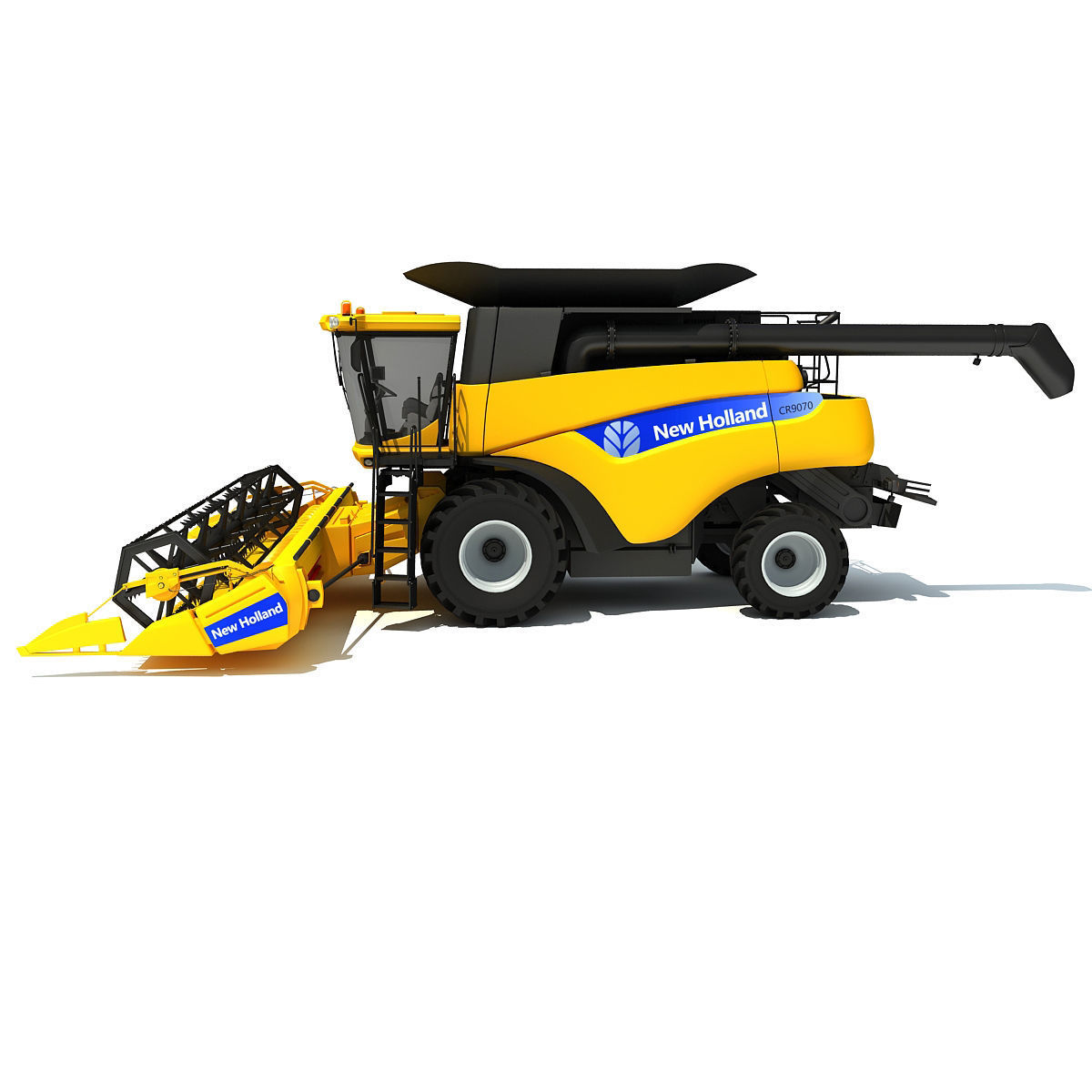 Yellow New Holland Combine 3D model_3