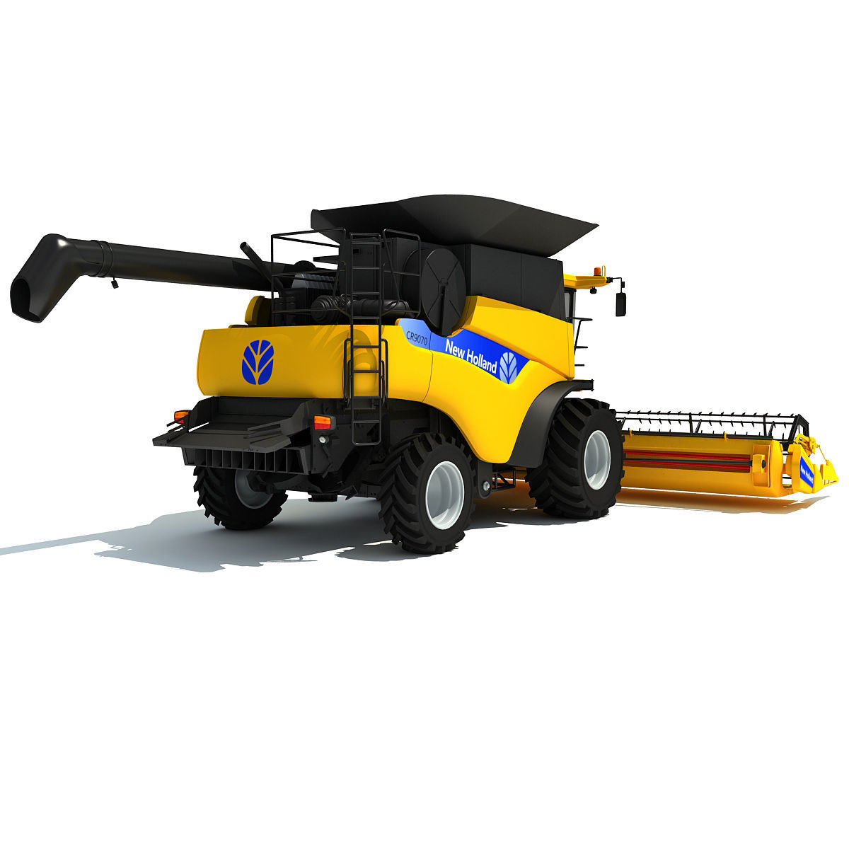 Yellow New Holland Combine 3D model_7