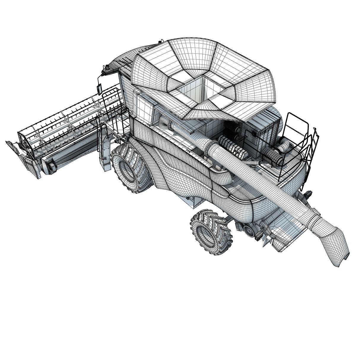 Yellow New Holland Combine 3D model_18