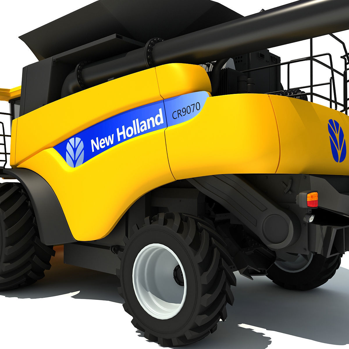Yellow New Holland Combine 3D model_9