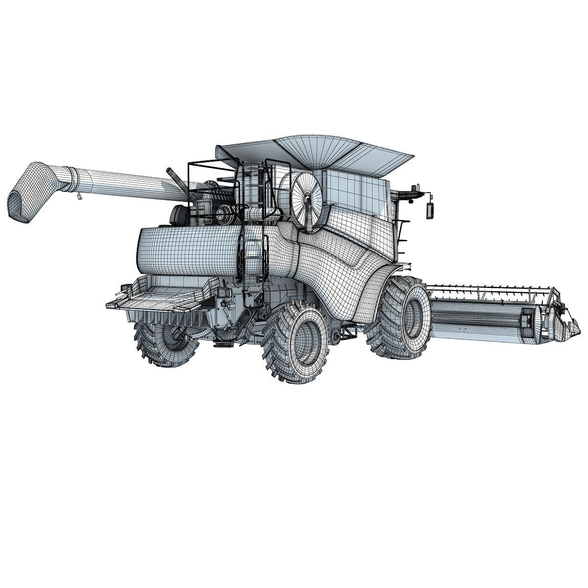 Yellow New Holland Combine 3D model_16