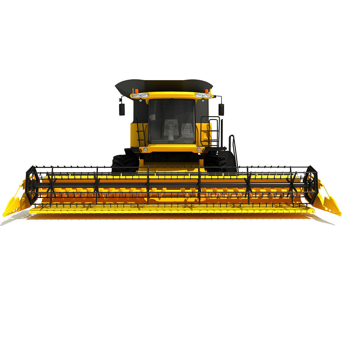 Yellow New Holland Combine 3D model_2