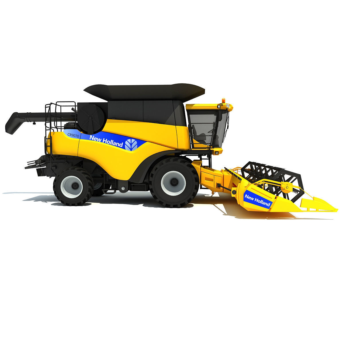 Yellow New Holland Combine 3D model_5