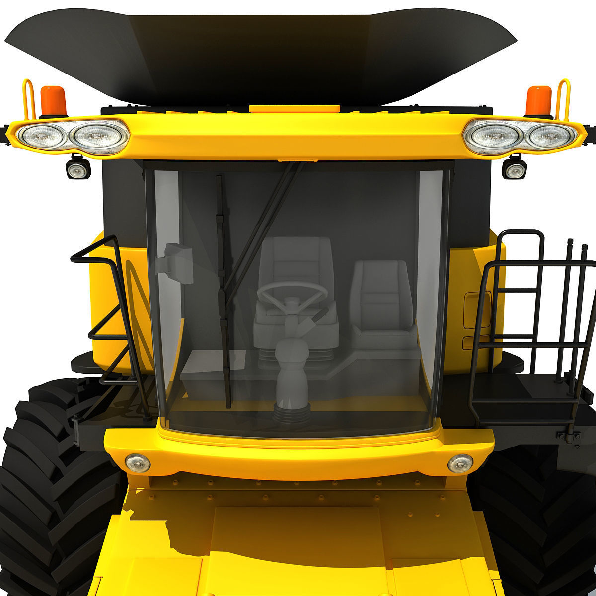 Yellow New Holland Combine 3D model_11