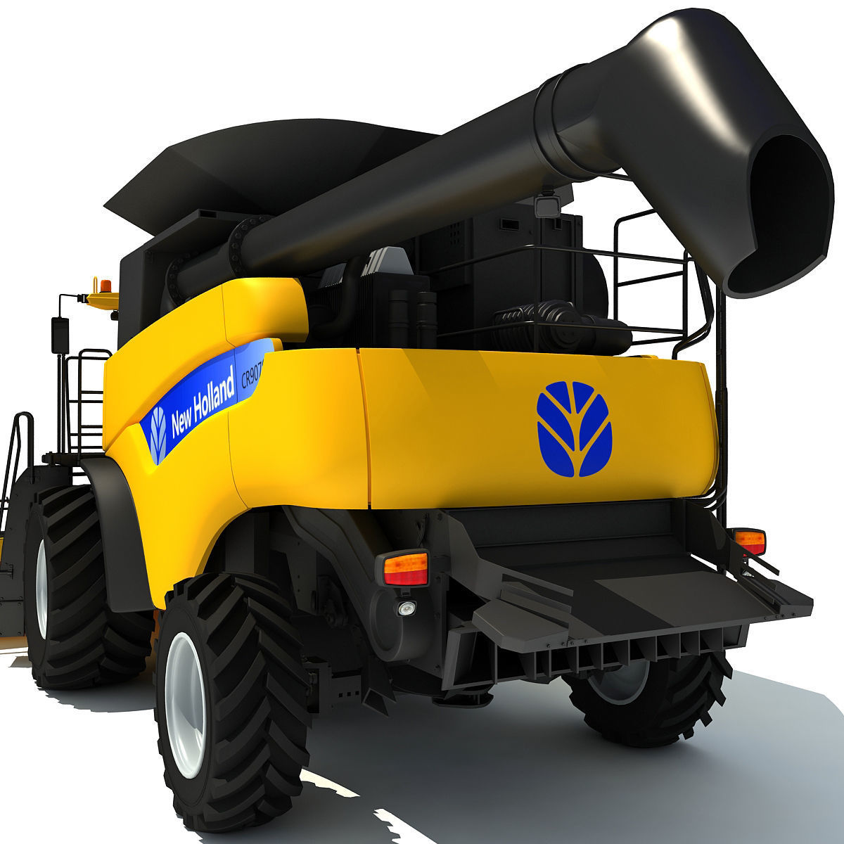 Yellow New Holland Combine 3D model_13