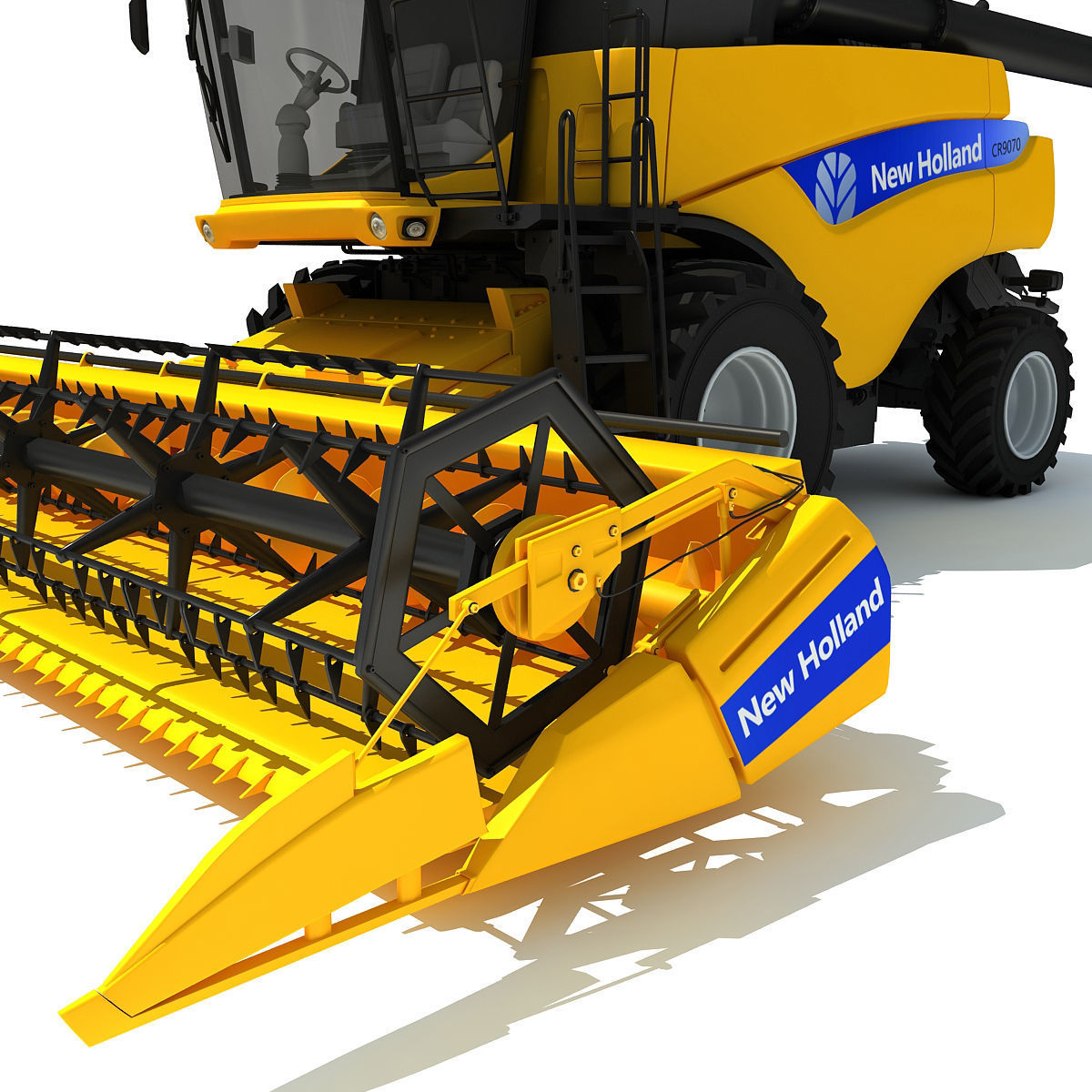 Yellow New Holland Combine 3D model_14