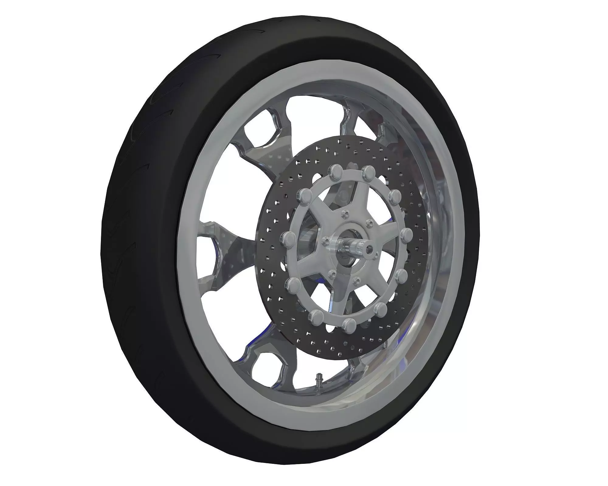 BLack Motorcycle Wheel 3D model 3D model