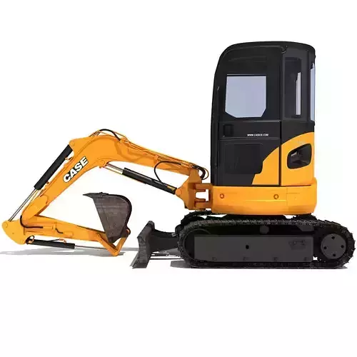 Yellow Mini Excavator Case 3D model
