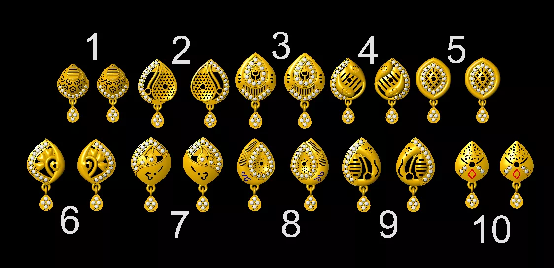 100 Lightweight Gold Earring Designs Jewelry CAD Collection 3D print model