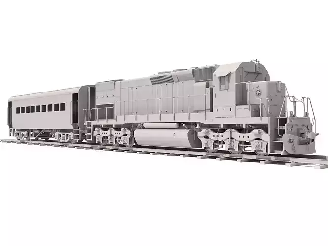 Locomotive Train with Wagon 3D model