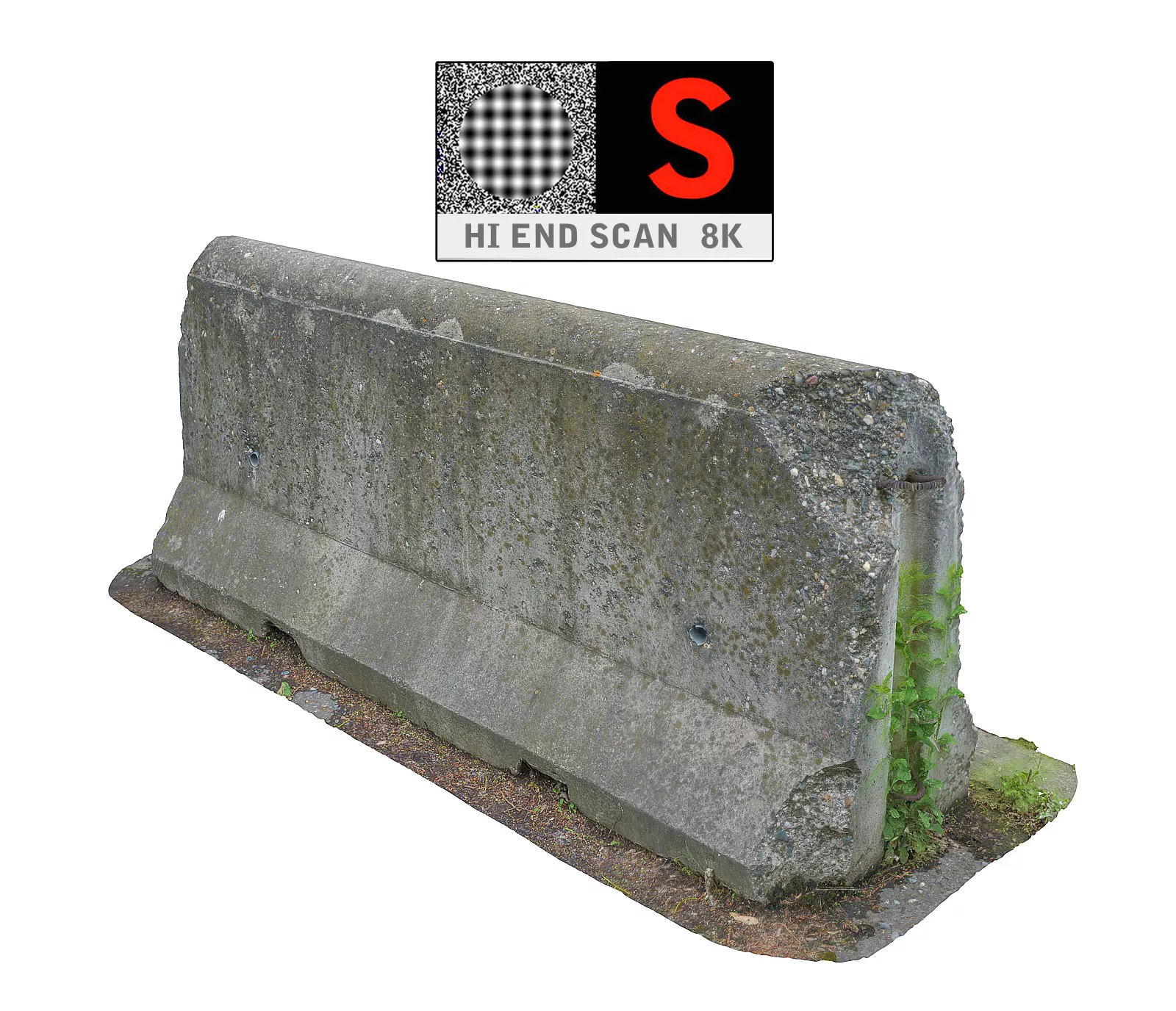 Concrete Barrier Scan 8K Low-poly 3D model