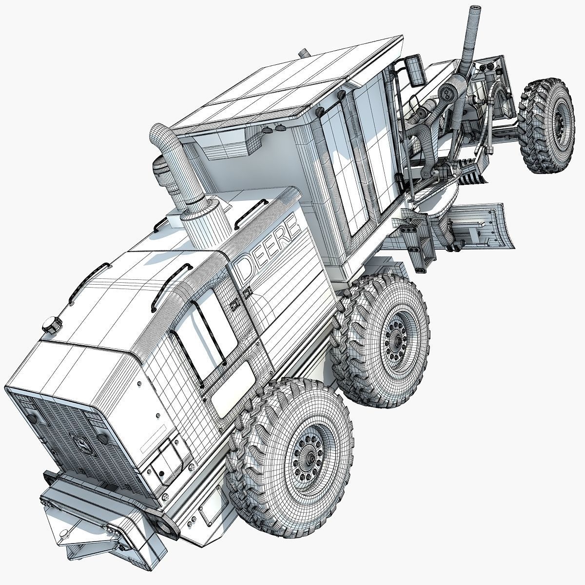 Yellow John Deere Grader 3D model_17