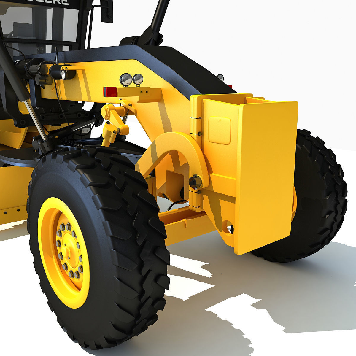 Yellow John Deere Grader 3D model_11