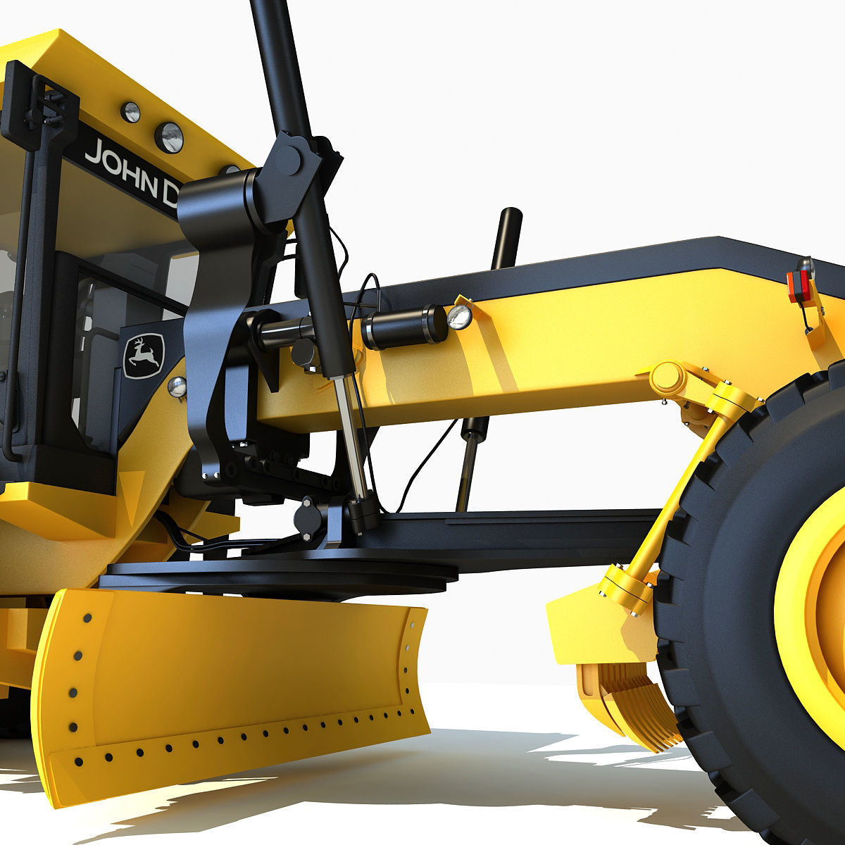 Yellow John Deere Grader 3D model_12