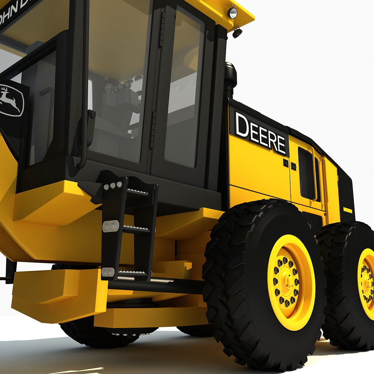Yellow John Deere Grader 3D model_9