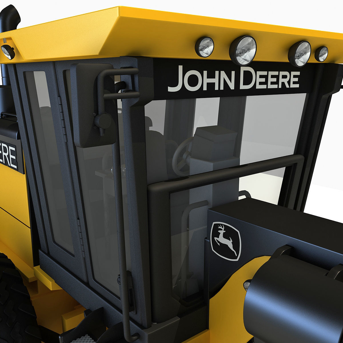 Yellow John Deere Grader 3D model_14