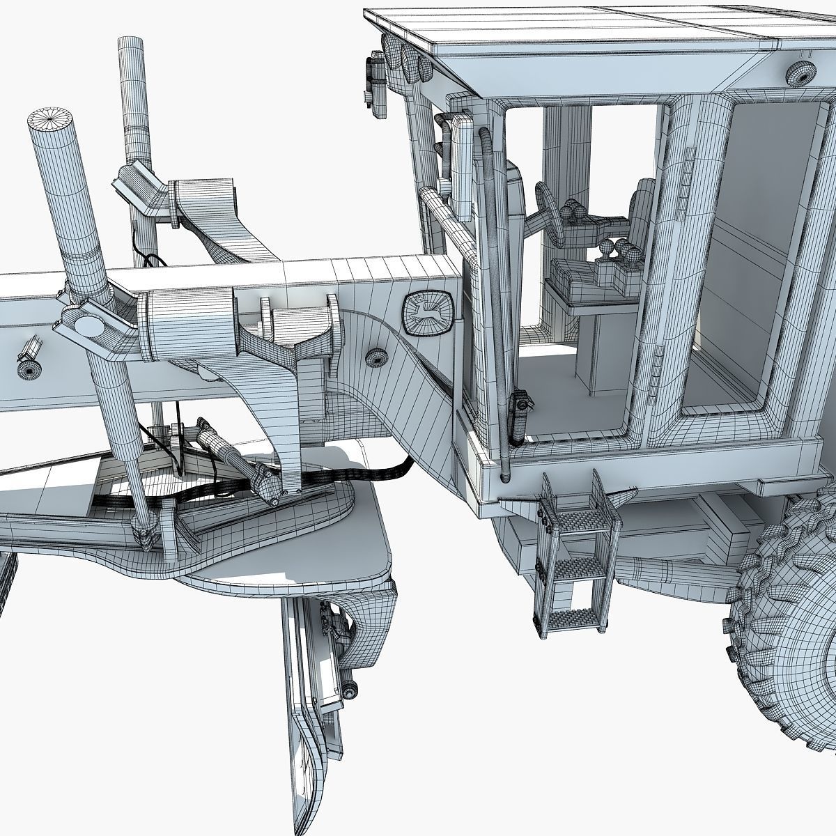 Yellow John Deere Grader 3D model_19