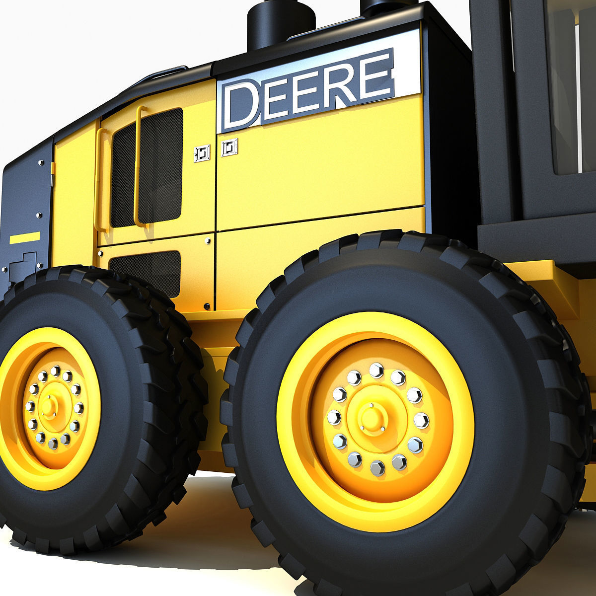 Yellow John Deere Grader 3D model_15