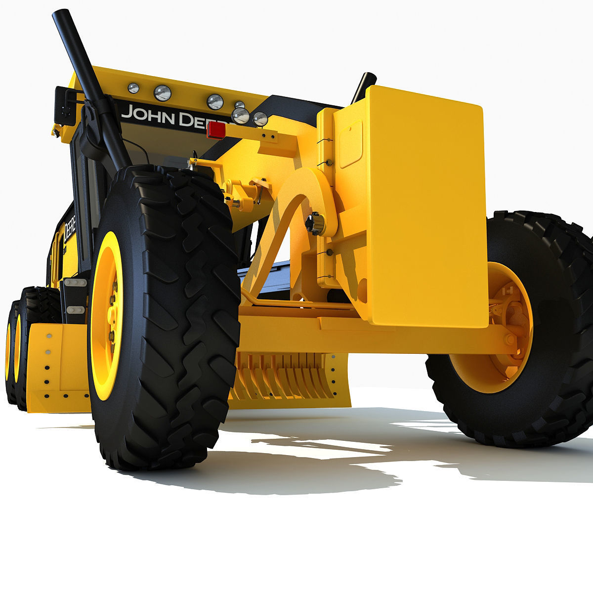 Yellow John Deere Grader 3D model_8