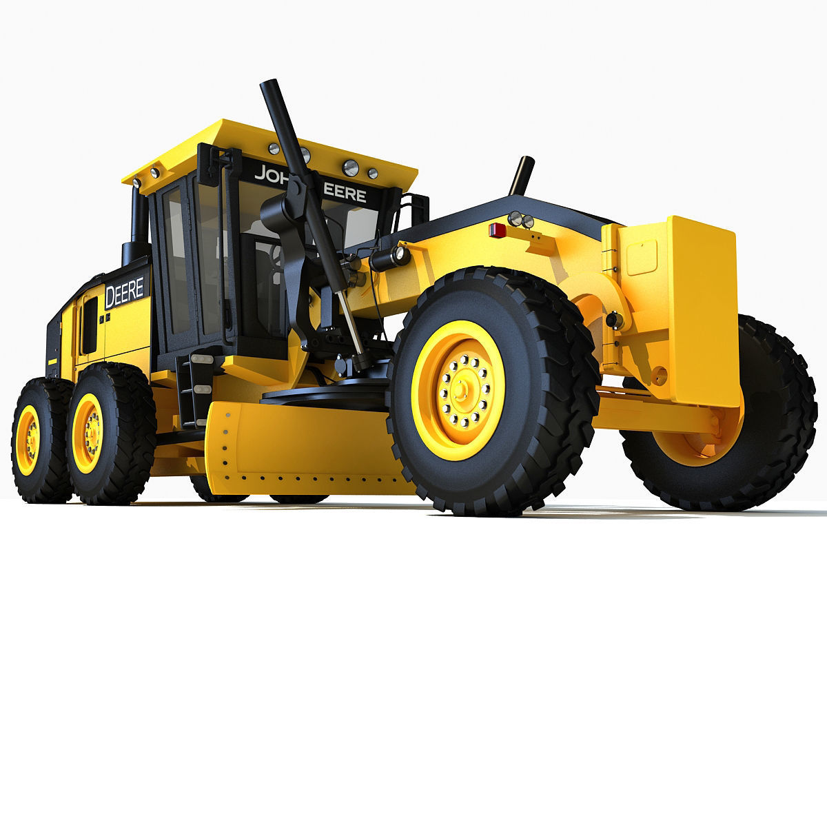 Yellow John Deere Grader 3D model_4