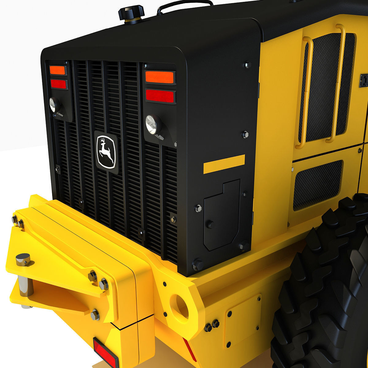 Yellow John Deere Grader 3D model_10