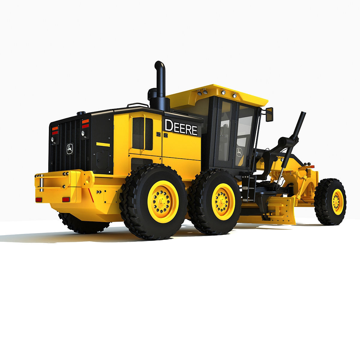 Yellow John Deere Grader 3D model_7