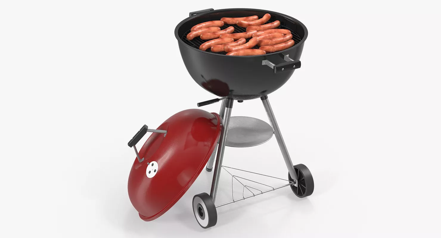 Grilling Sausages on Grill 3D model