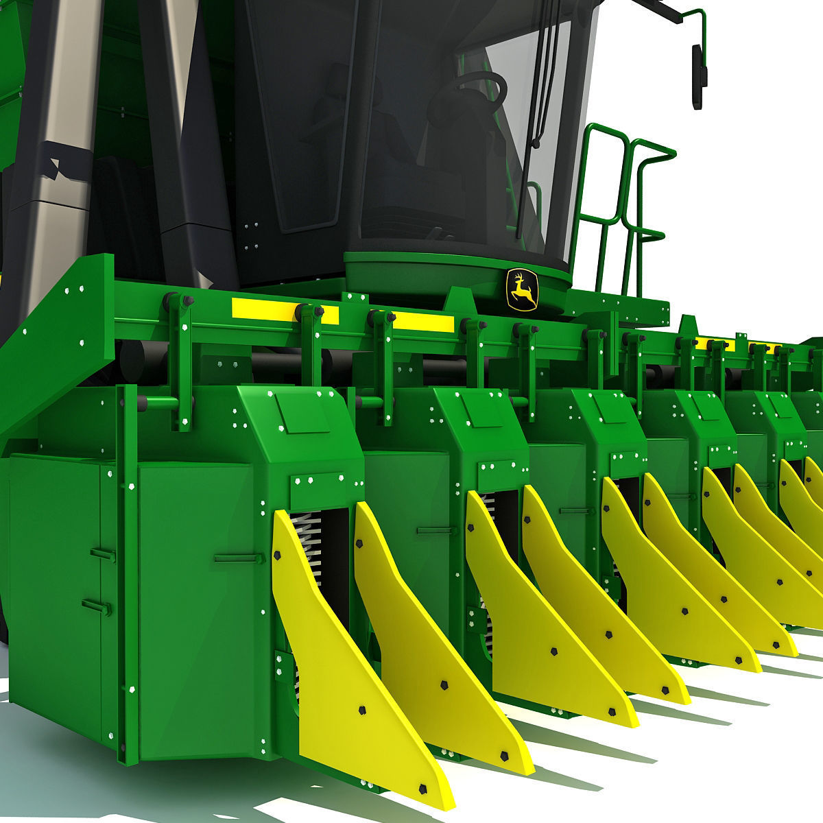 Green John Deere Cotton Picker 3D model_14