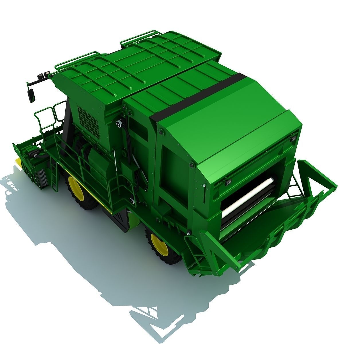 Green John Deere Cotton Picker 3D model_4