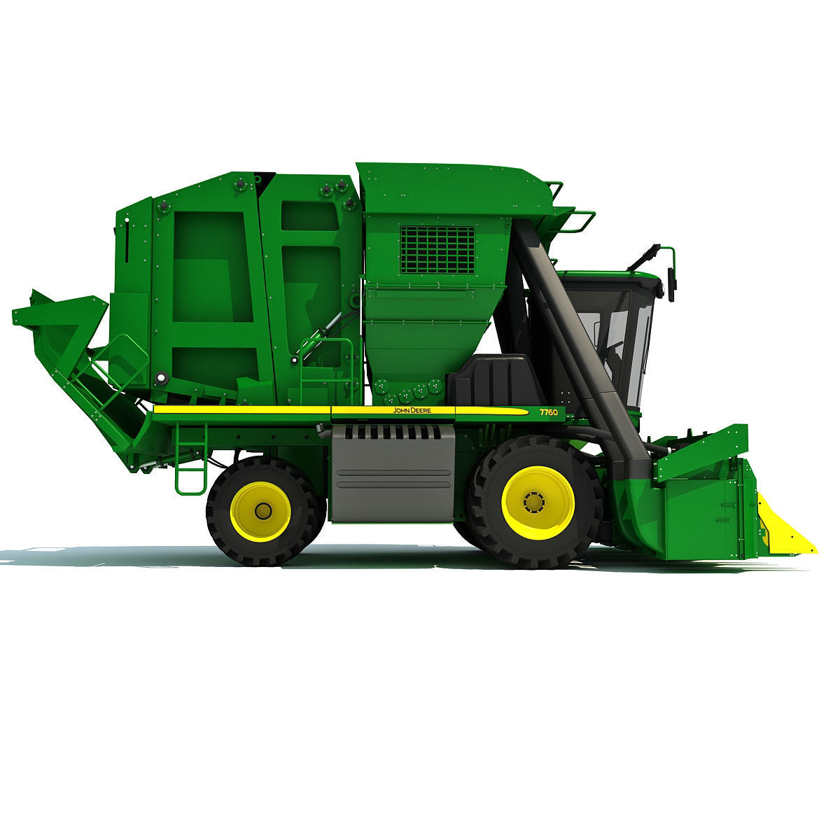 Green John Deere Cotton Picker 3D model_6