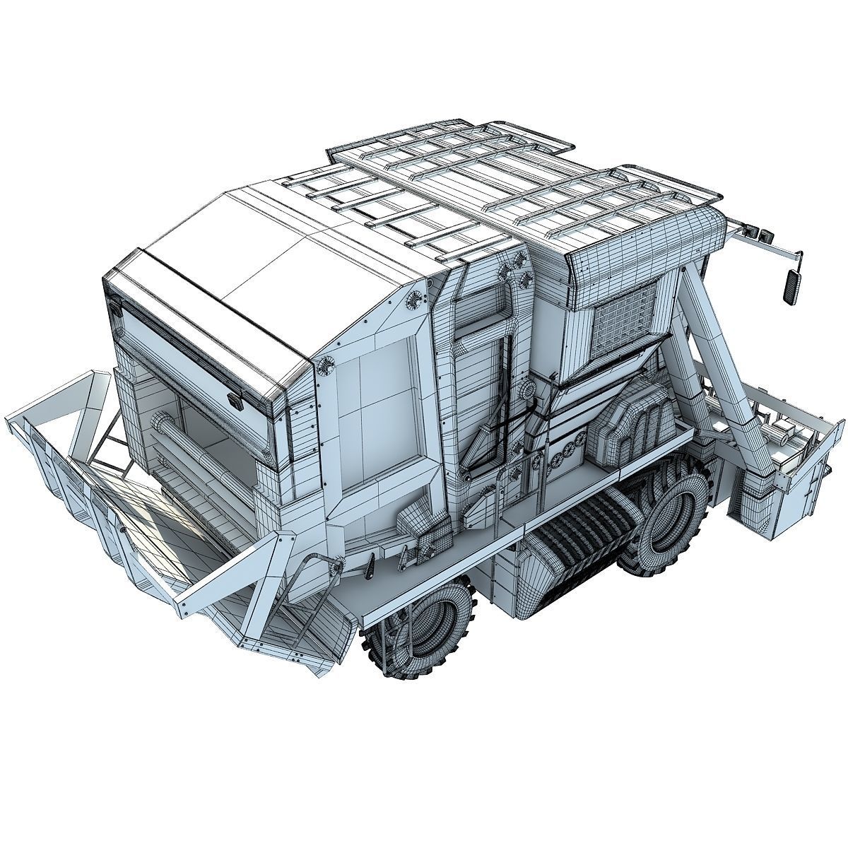 Green John Deere Cotton Picker 3D model_19