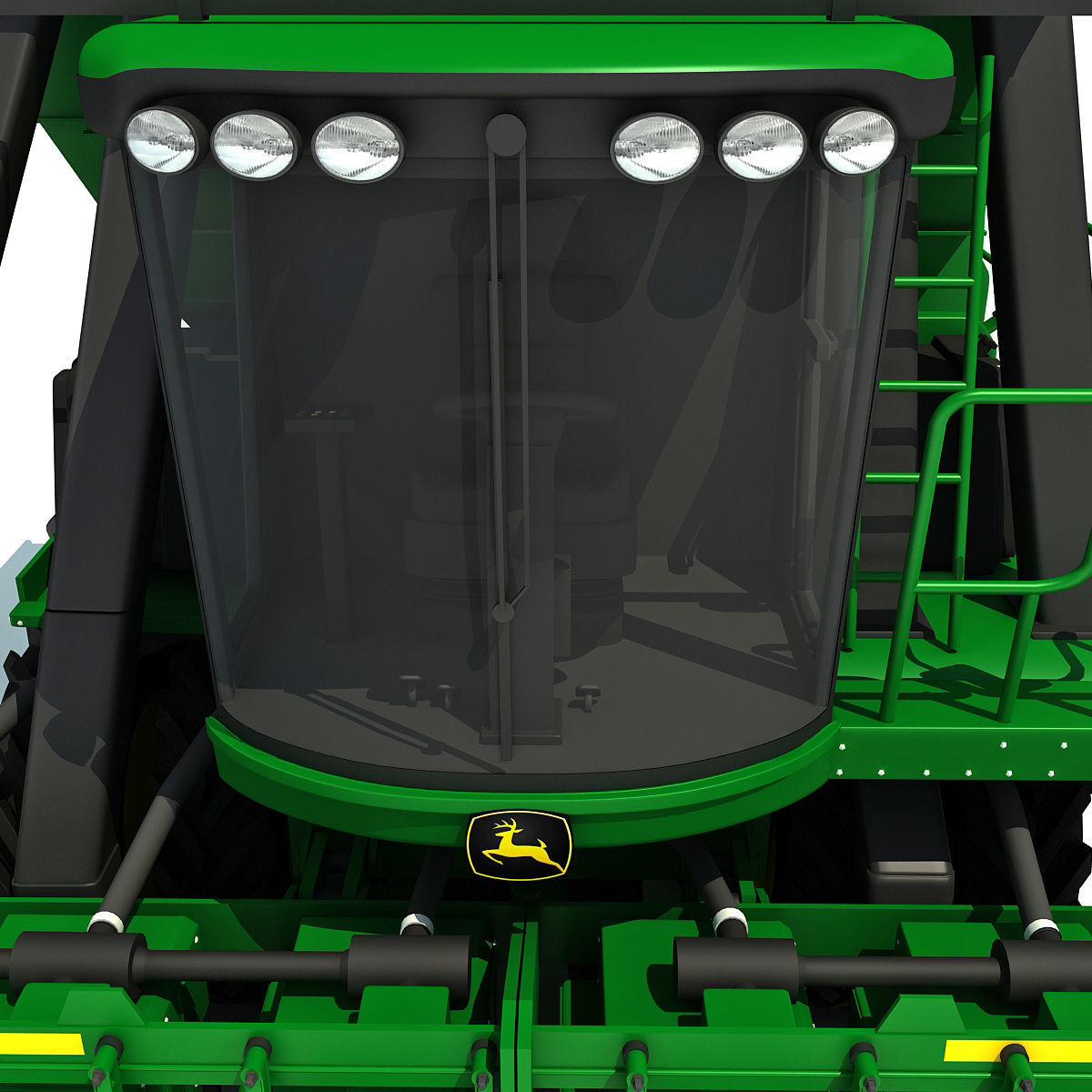 Green John Deere Cotton Picker 3D model_16