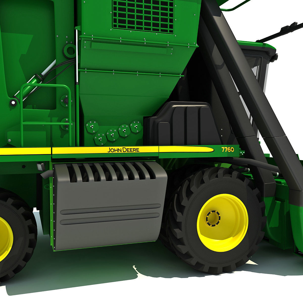 Green John Deere Cotton Picker 3D model_13
