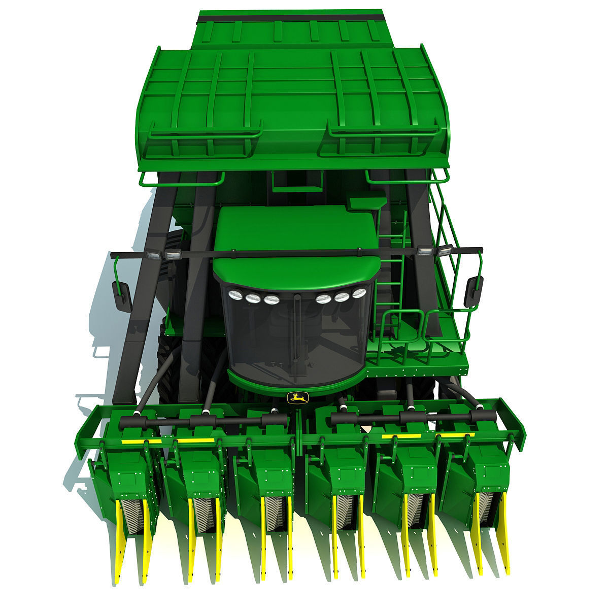 Green John Deere Cotton Picker 3D model_8