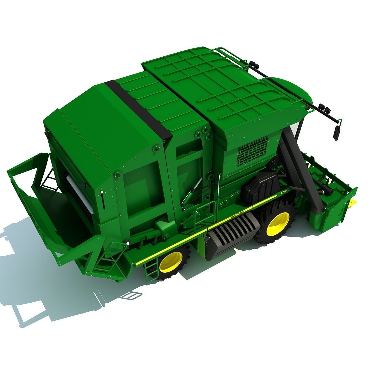Green John Deere Cotton Picker 3D model_5