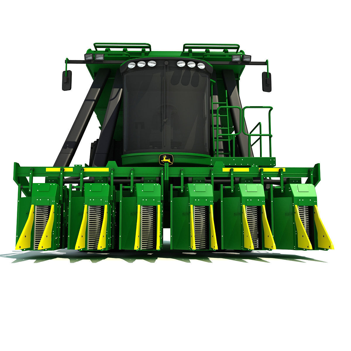 Green John Deere Cotton Picker 3D model_2