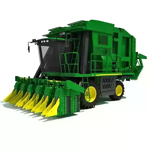 Green John Deere Cotton Picker 3D model