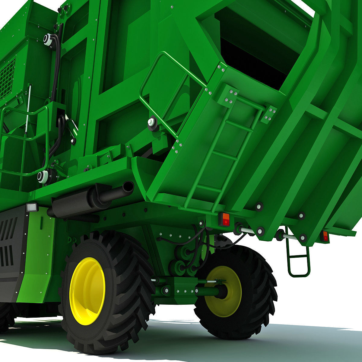 Green John Deere Cotton Picker 3D model_15