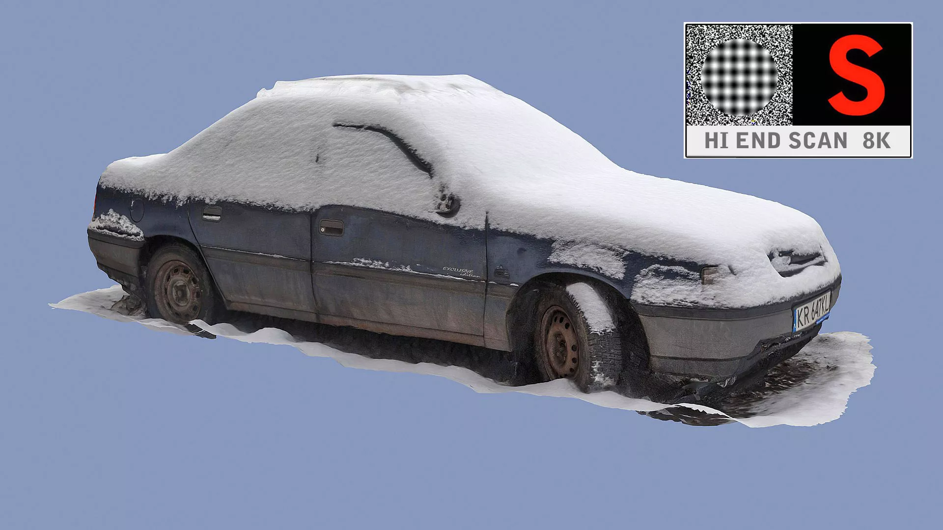 Old Car snow Low-poly 3D model