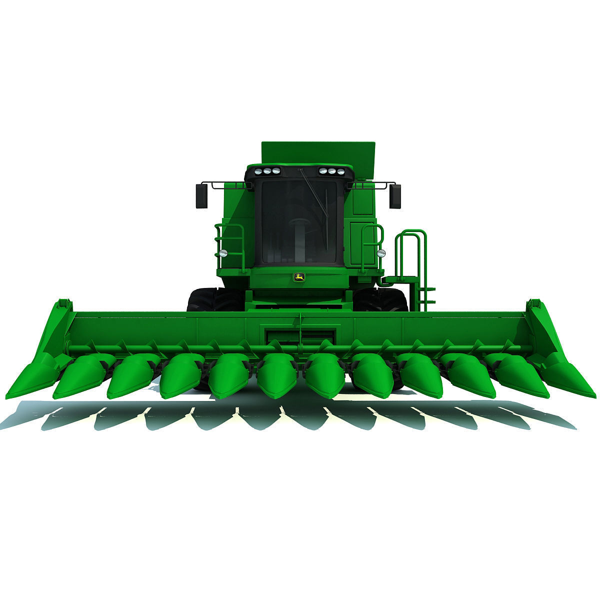 Green John Deere Combine V2 3D model_3
