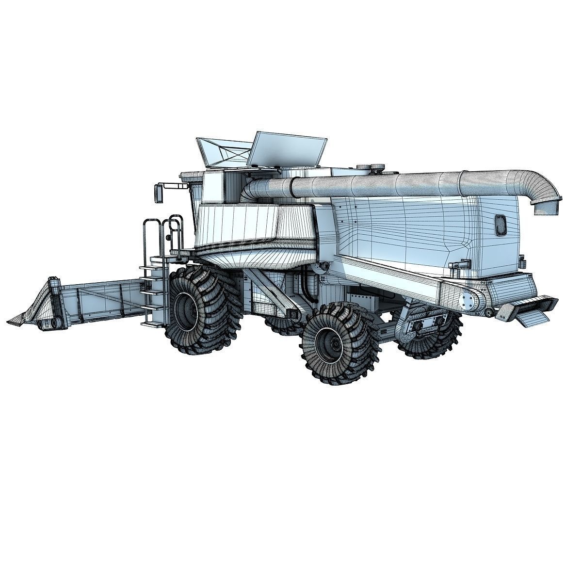 Green John Deere Combine V2 3D model_17